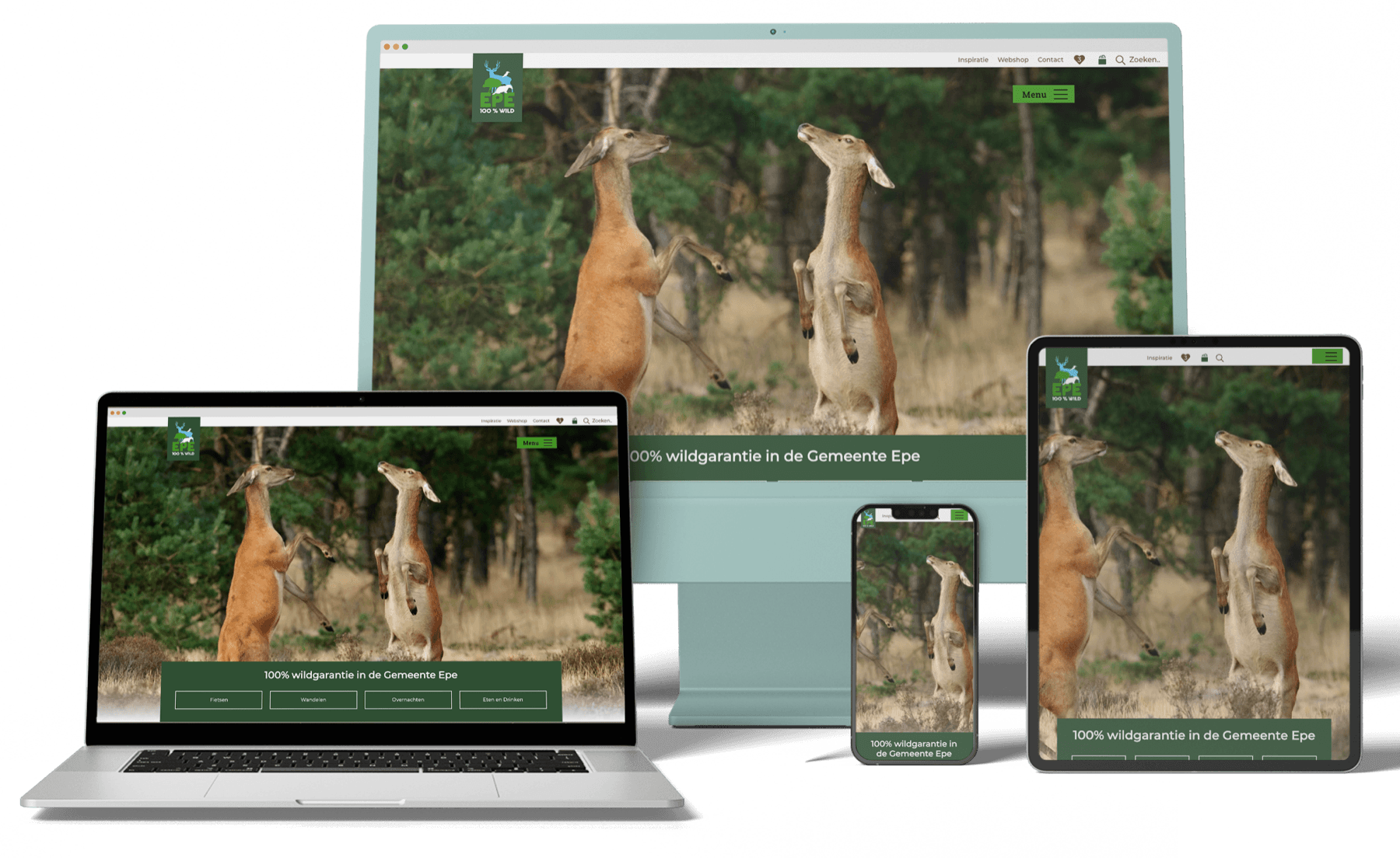 De website van VVV Epe op desktop, laptop, tablet en telefoon